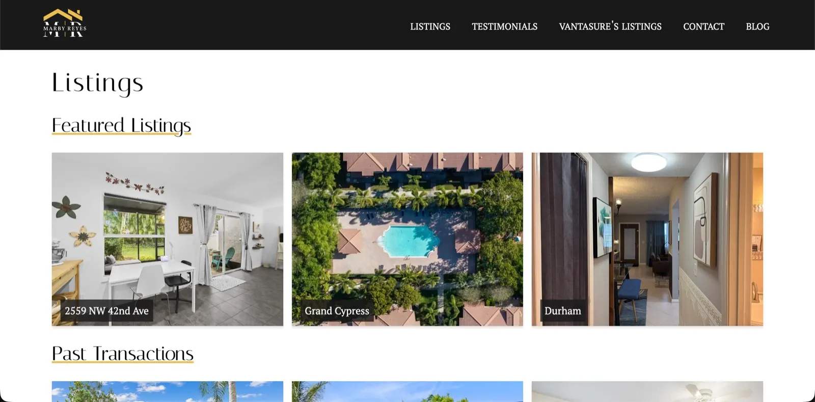 Featured listings on a real estate website