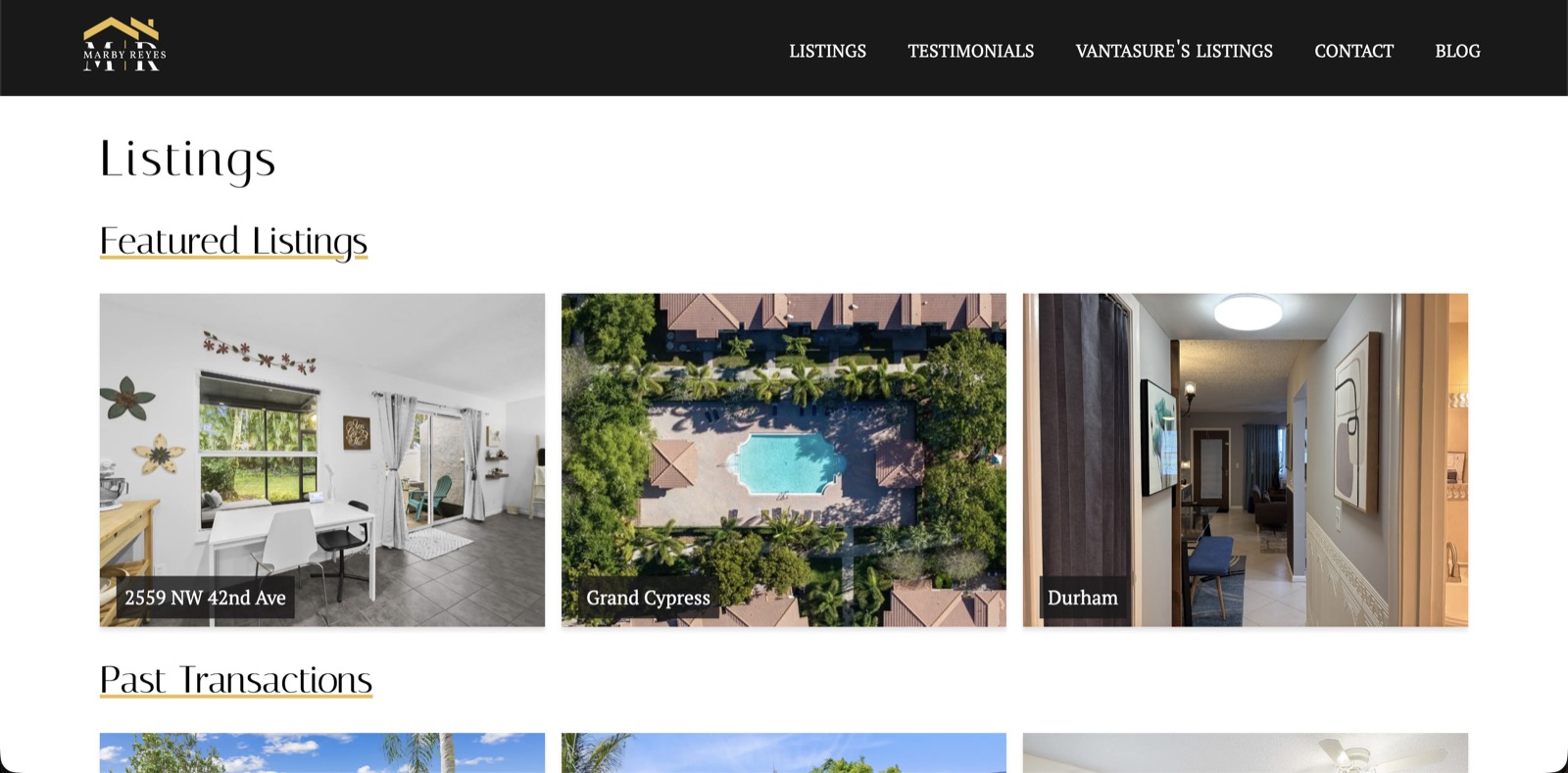 Featured listings on a real estate website